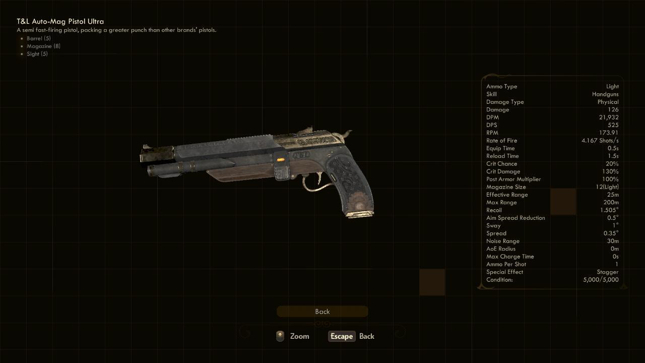 Auto-Mag Pistol Ultra - The Outer Worlds Weapons Auto-Mag Pistol Ultra - The Outer Worlds Weapons