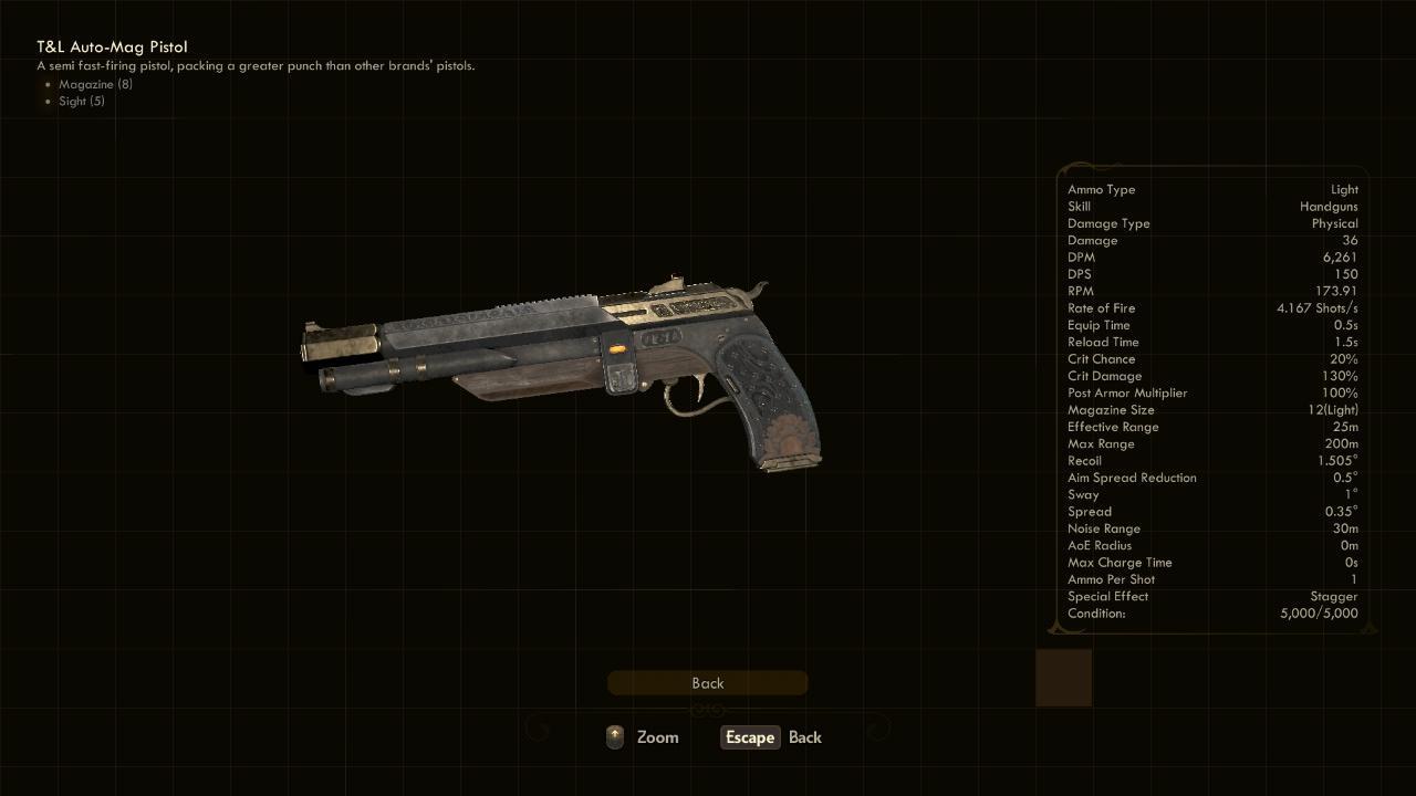 Auto-Mag Pistol - The Outer Worlds Weapons Auto-Mag Pistol - The Outer Worlds Weapons