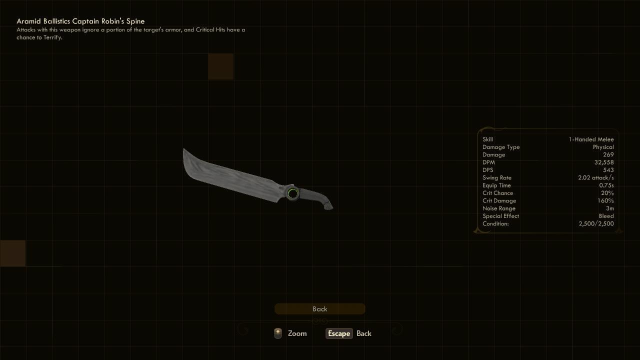 Captain Robin's Spine - The Outer Worlds Weapons Captain Robin's Spine - The Outer Worlds Weapons