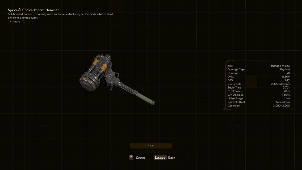Impact Hammer - The Outer Worlds Weapons Impact Hammer - The Outer Worlds Weapons