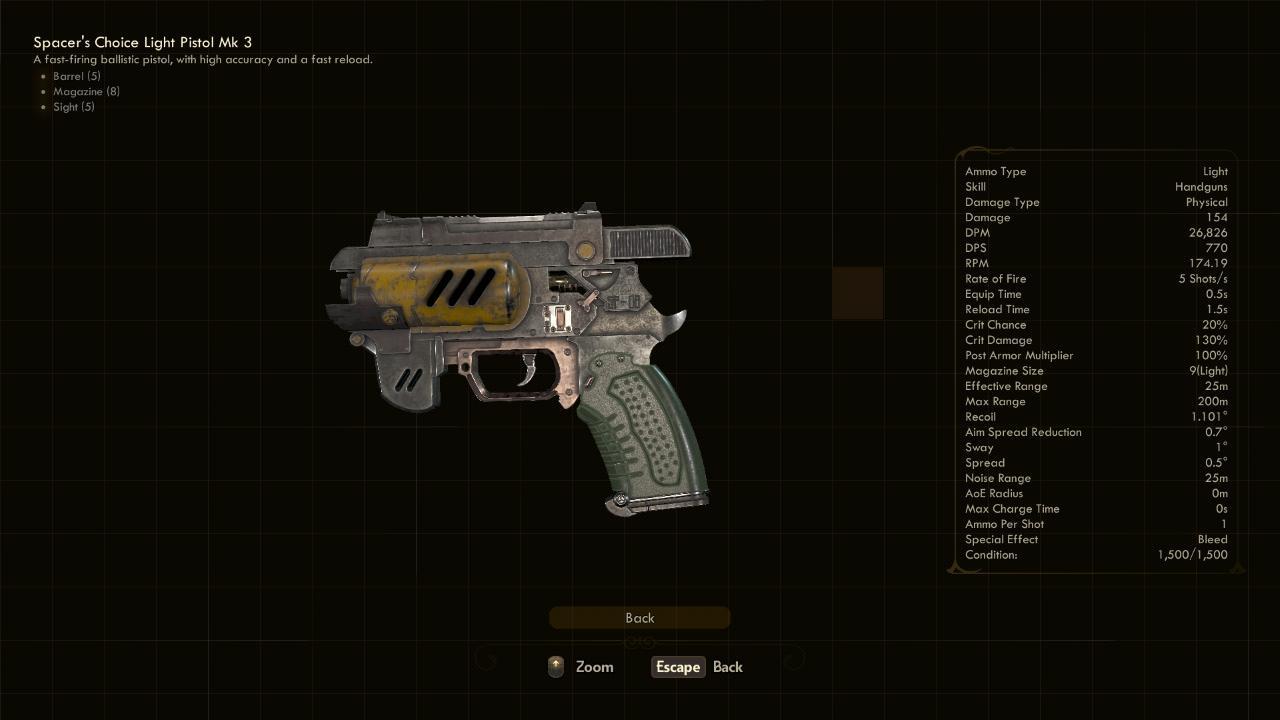 Light Pistol Mk3 - The Outer Worlds Weapons Light Pistol Mk3 - The Outer Worlds Weapons