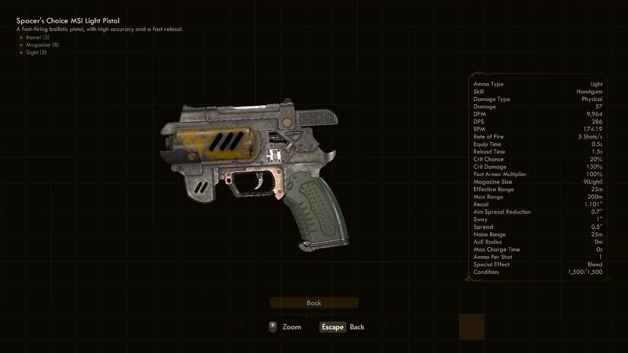 MSI Light pistol - The Outer Worlds Weapons MSI Light pistol - The Outer Worlds Weapons