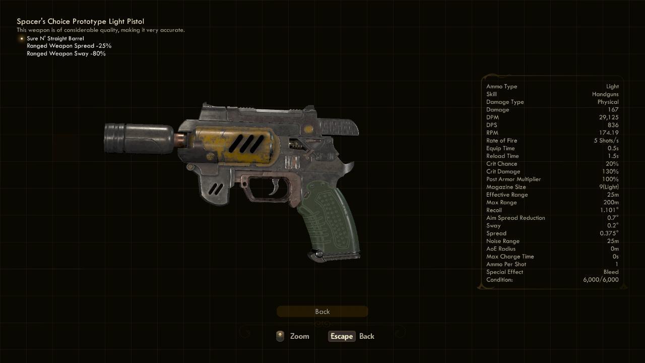 Prototype Light Pistol - The Outer Worlds Weapons