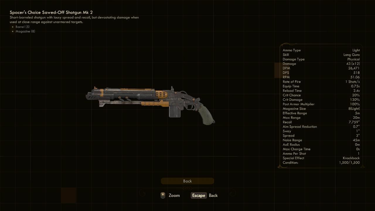 Sawed-Off Shotgun Mk 2 - The Outer Worlds Weapons Sawed-Off Shotgun Mk 2 - The Outer Worlds Weapons