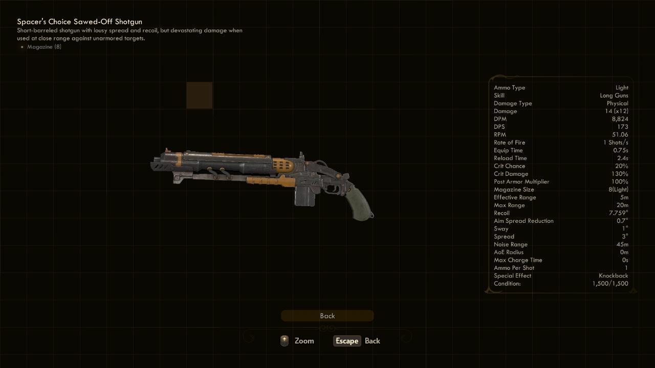 Sawed-off Shotgun - The Outer Worlds Weapons Sawed-off Shotgun - The Outer Worlds Weapons