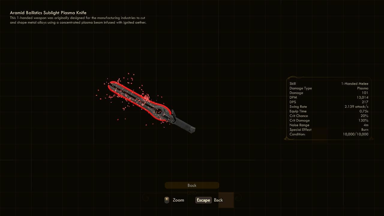 Sublight Plasma Knife - The Outer Worlds Weapons Sublight Plasma Knife - The Outer Worlds Weapons
