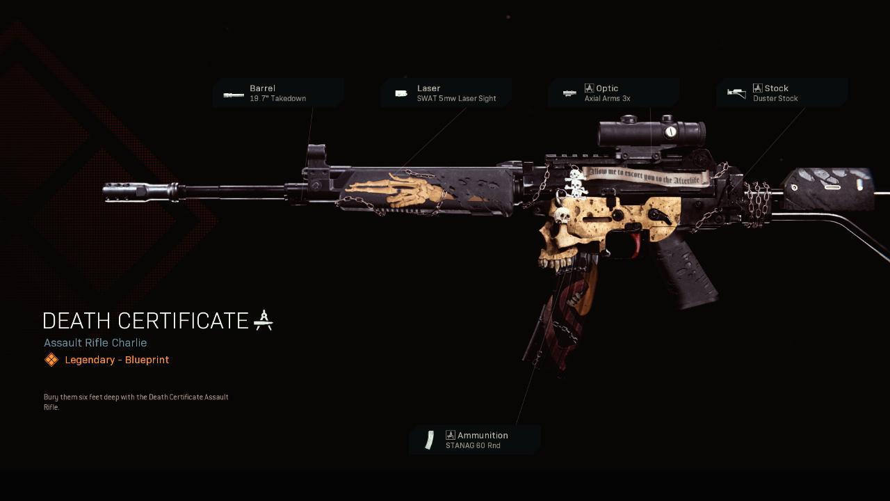 Death Certificate - COD Warzone and Black Ops Cold War Weapon Blueprint | Call of Duty Death Certificate - COD Warzone and Black Ops Cold War Weapon Blueprint | Call of Duty