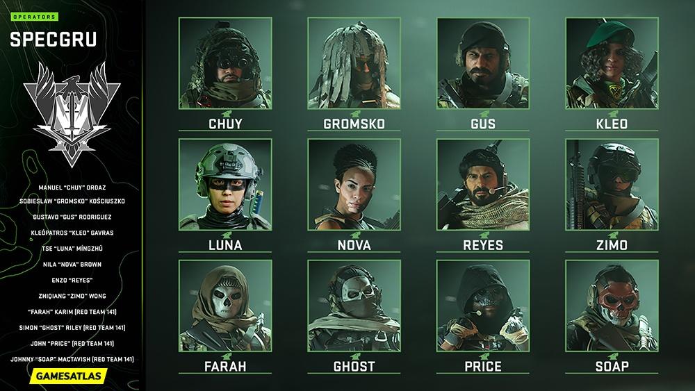 cod modern warfare 2 warzone 2 operators list specgru