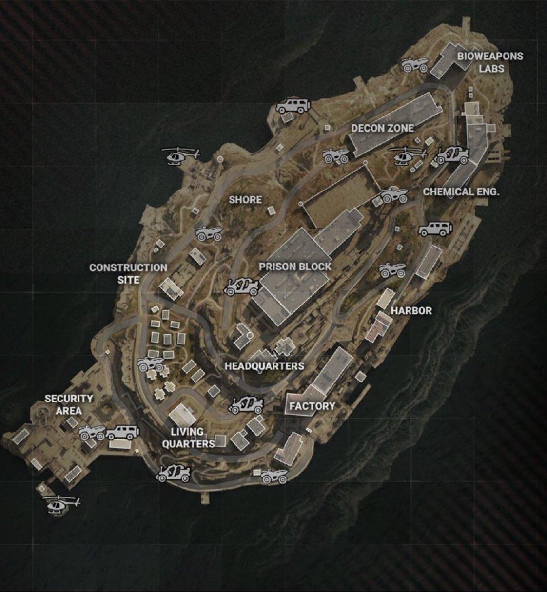 COD Warzone Rebirth Island Map with Locations Names New Warzone Map Image