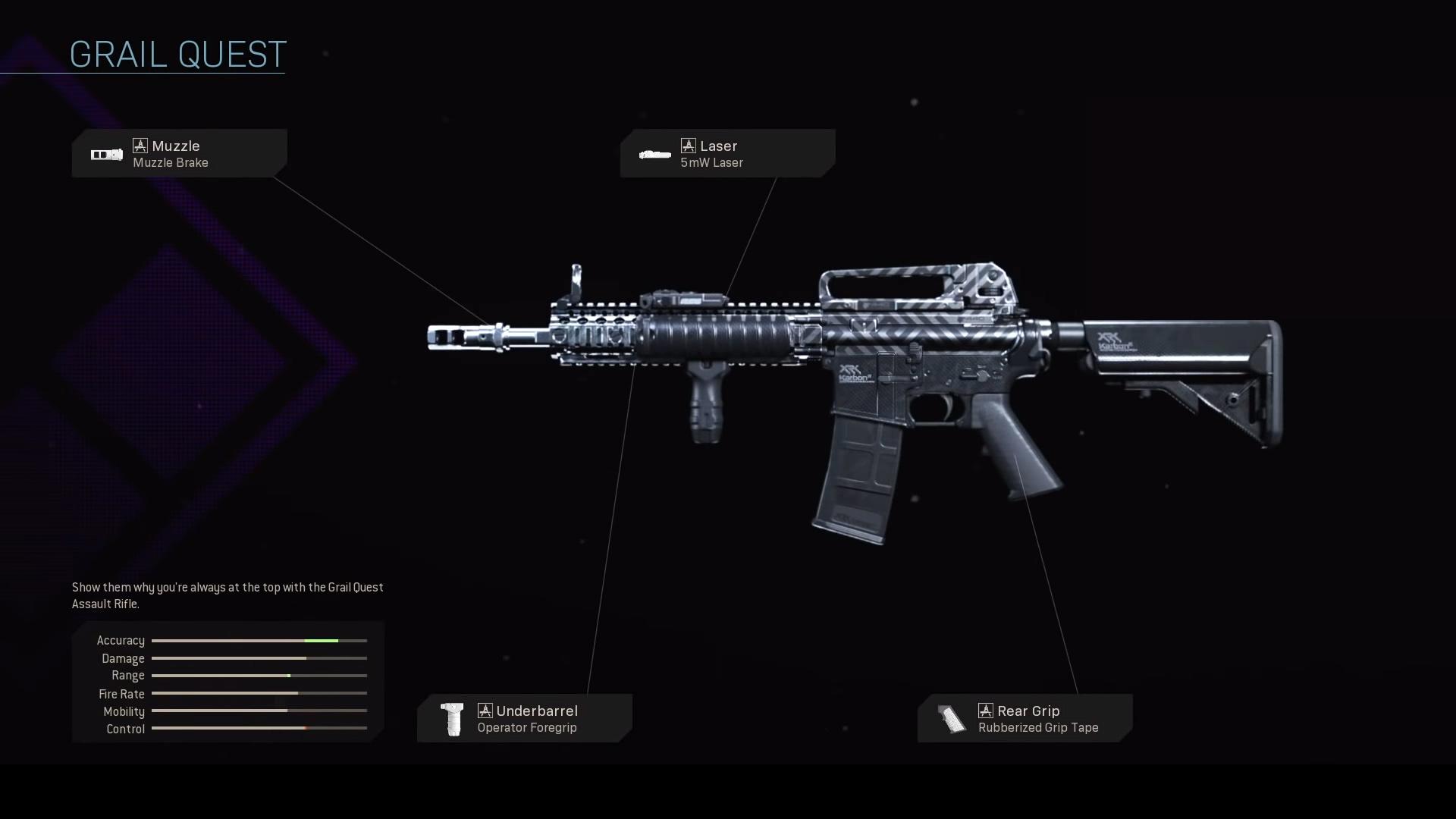 The Grail Quest is a Weapon Blueprint available in Call of Duty: Modern War...