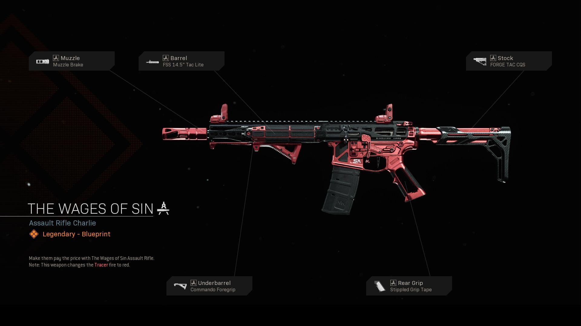 The The Wages of Sin is a Weapon Blueprint available in Call of Duty: Moder...