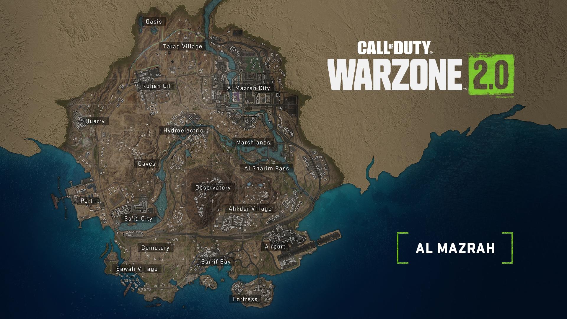 warzone 2 al mazrah map layout pois