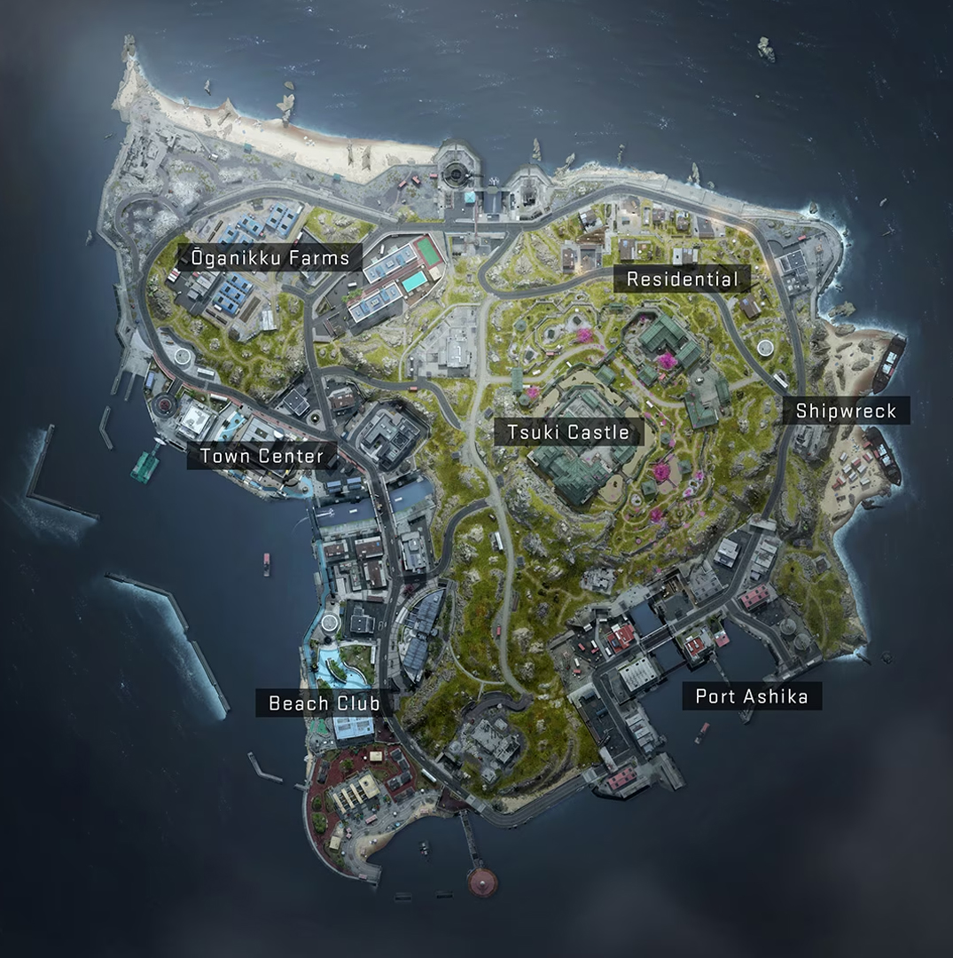 Ashika Island - COD Warzone Map Layout, Points of Interest (POIs) Ashika Island - COD Warzone Map Layout, Points of Interest (POIs)