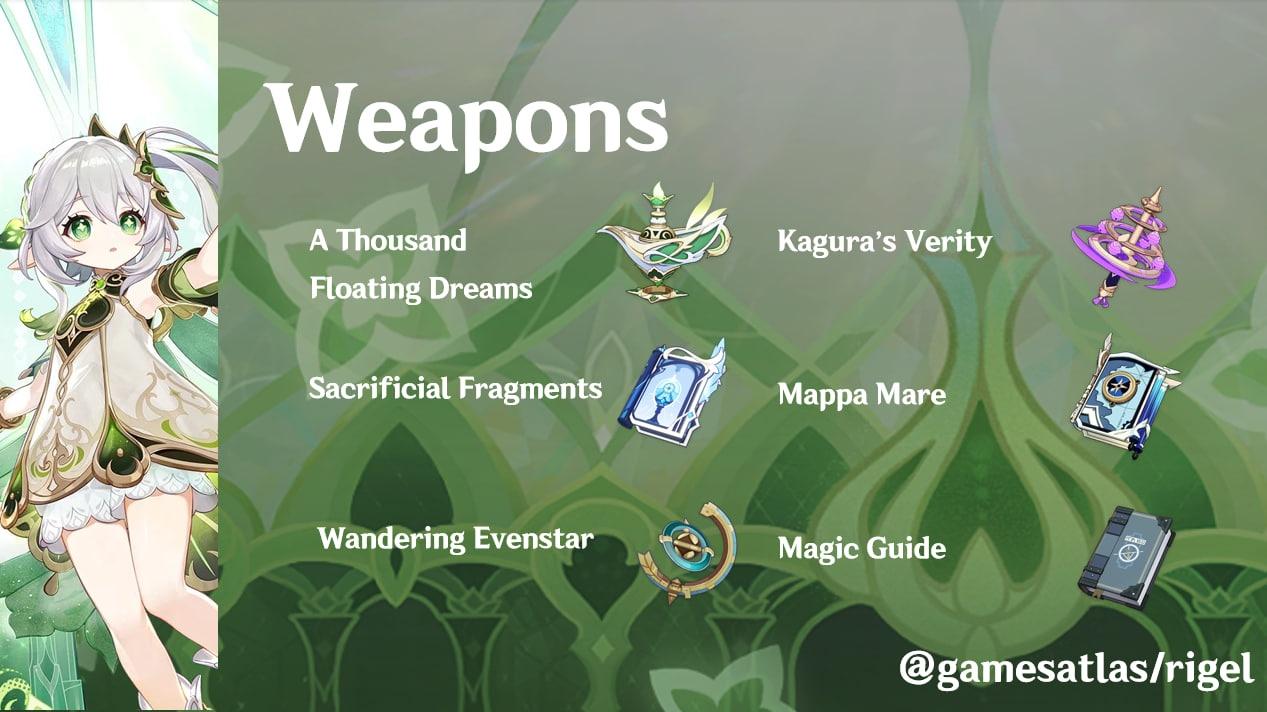 nahida weapons