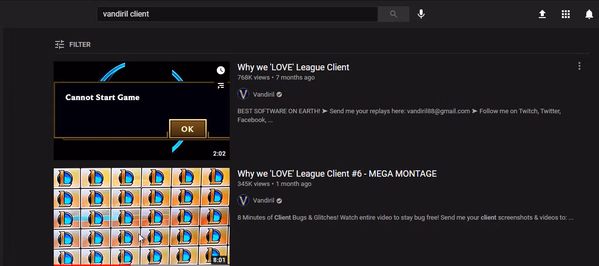 vandiril client bugs