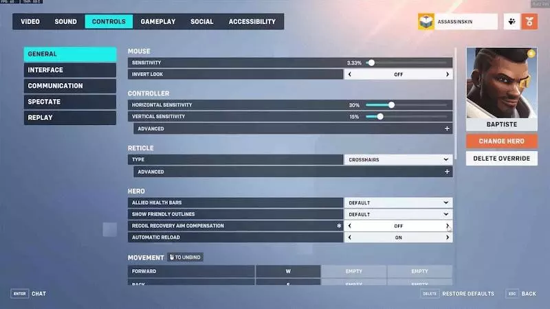 Hero Settings in Overwatch 2