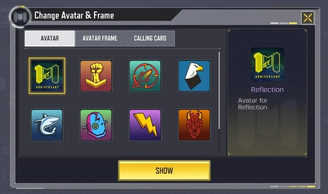 avatar frame and calling cards copy