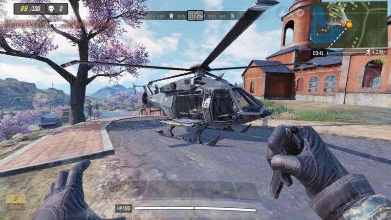Call Of Duty Mobile Battle Royale Mode helipcoter in sakura