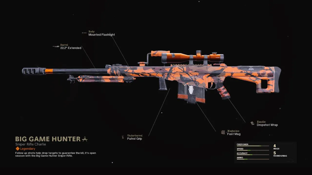Big Game Hunter - COD Warzone and Black Ops Cold War Weapon Blueprint | Call of Duty Big Game Hunter - COD Warzone and Black Ops Cold War Weapon Blueprint | Call of Duty