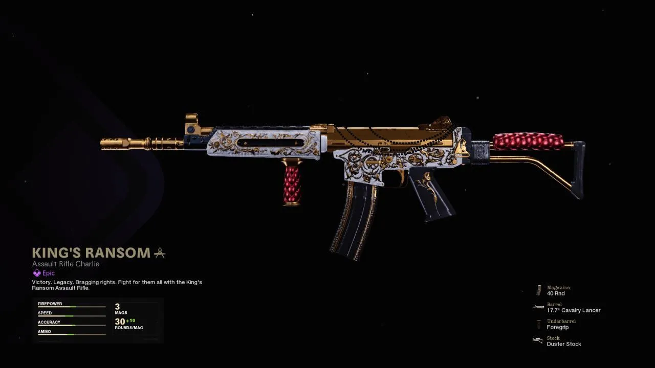 King's Ransom - COD Warzone and Black Ops Cold War Weapon Blueprint | Call of Duty King's Ransom - COD Warzone and Black Ops Cold War Weapon Blueprint | Call of Duty
