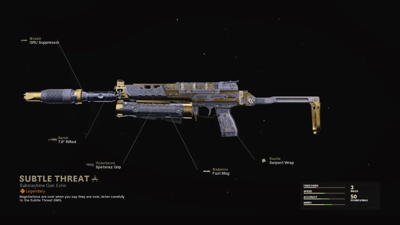 Subtle Threat - COD Warzone and Black Ops Cold War Weapon Blueprint | Call of Duty Subtle Threat - COD Warzone and Black Ops Cold War Weapon Blueprint | Call of Duty