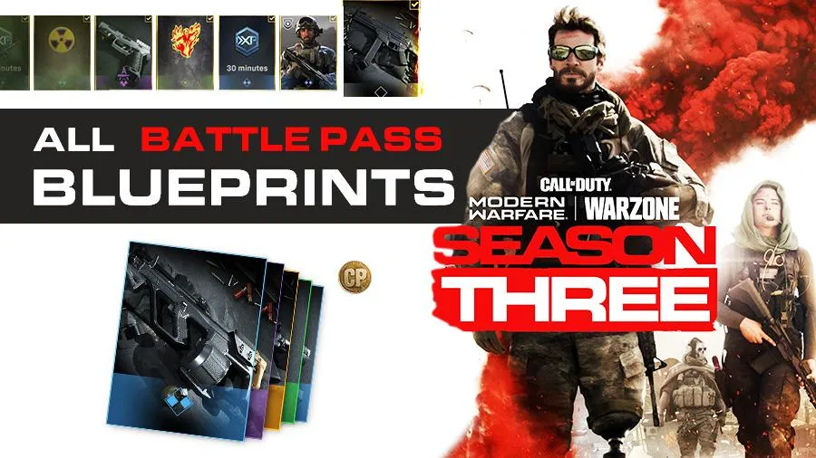 All COD Modern Warfare Season 3 Battle Pass Blueprints (2020) Call of Duty S3 Weapons Rewards 