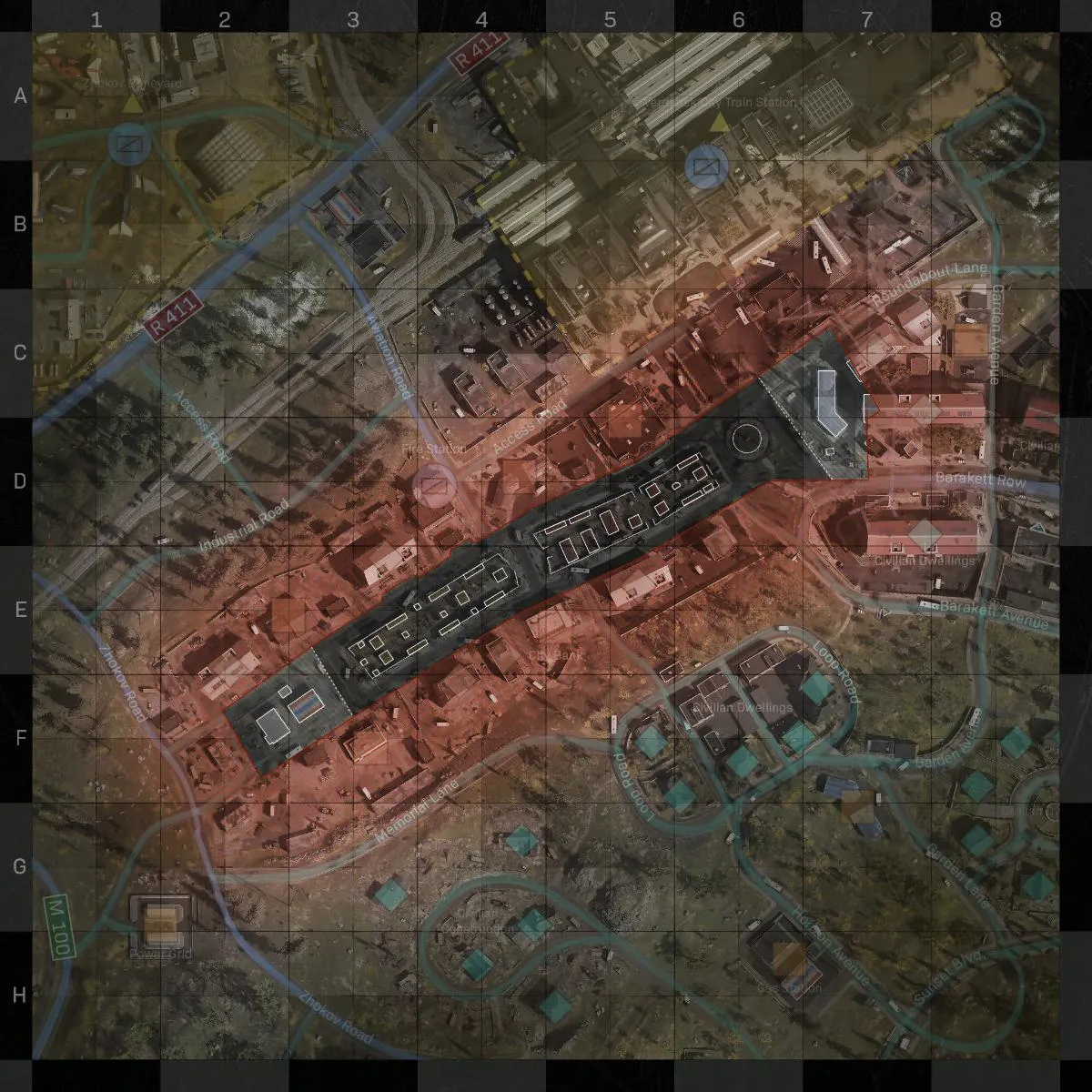 COD ModernWarfare Barakett Promenade Mini Map Layout