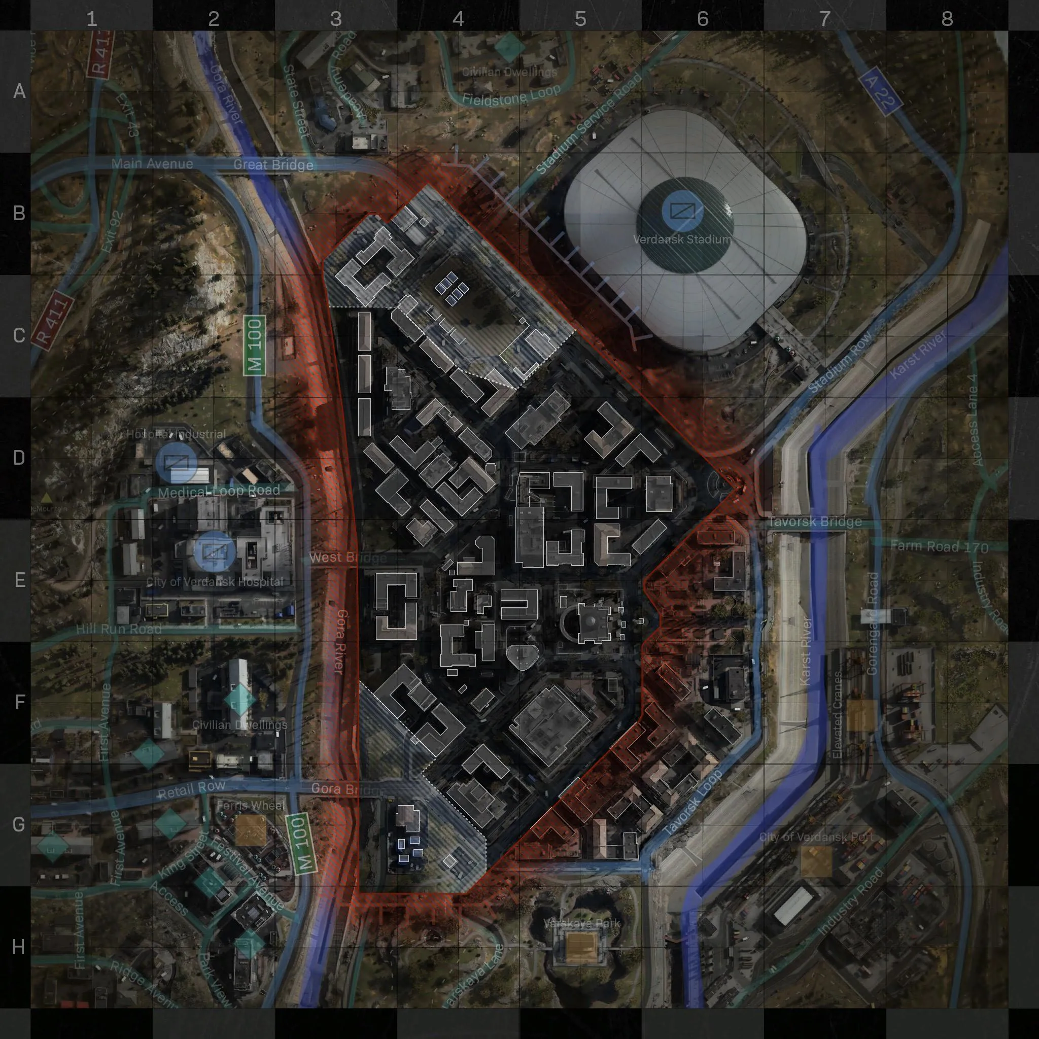 COD ModernWarfare TavorskDistrict Mini Map Layout