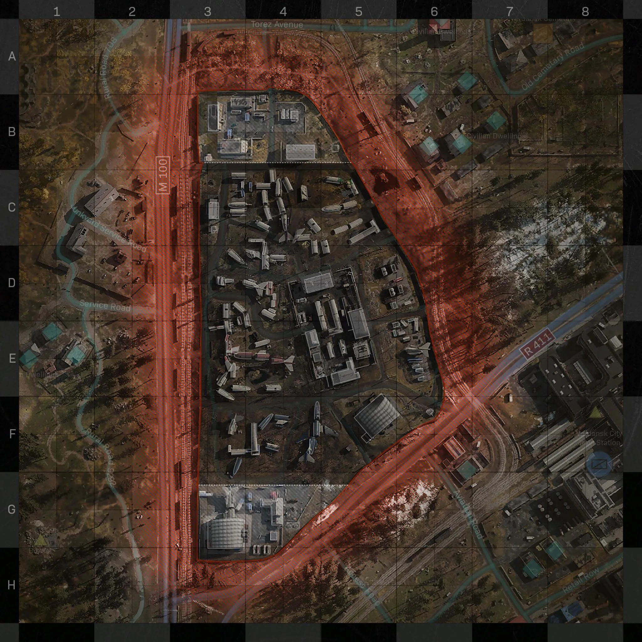 COD ModernWarfare ZokhovBoneyard Mini Map Layout