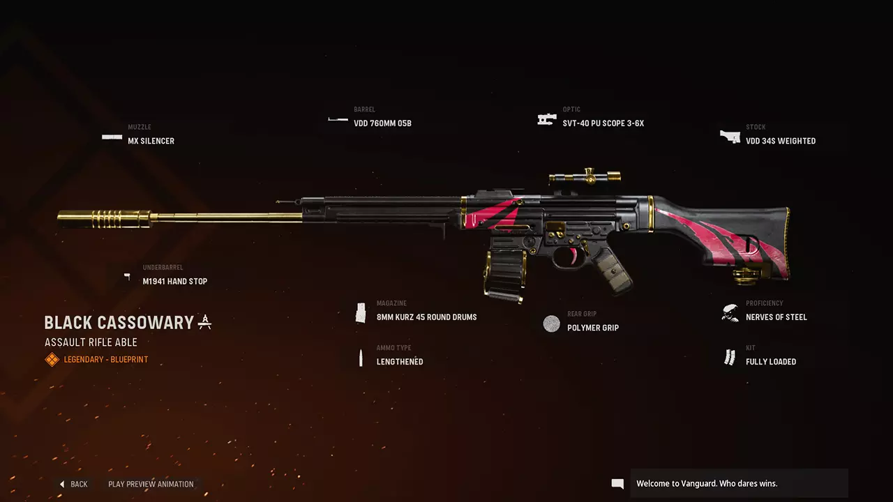 Black Cassowary - COD Warzone and Vanguard Weapon Blueprint | Call of Duty Black Cassowary - COD Warzone and Vanguard Weapon Blueprint | Call of Duty