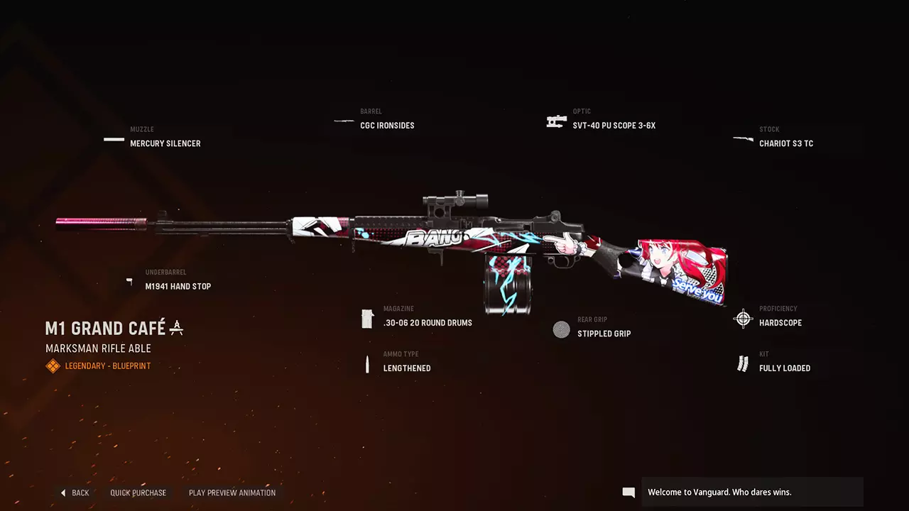 M1 Grand Café - COD Warzone and Vanguard Weapon Blueprint | Call of Duty M1 Grand Café - COD Warzone and Vanguard Weapon Blueprint | Call of Duty