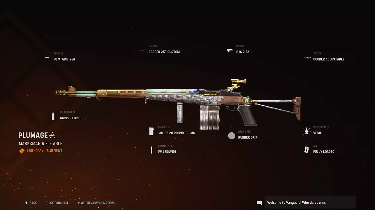 Plumage - COD Warzone and Vanguard Weapon Blueprint | Call of Duty Plumage - COD Warzone and Vanguard Weapon Blueprint | Call of Duty