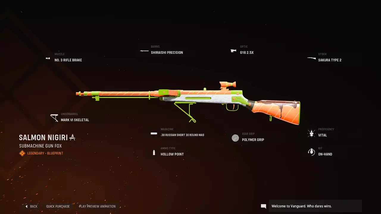 Salmon Nigiri - COD Warzone and Vanguard Weapon Blueprint | Call of Duty