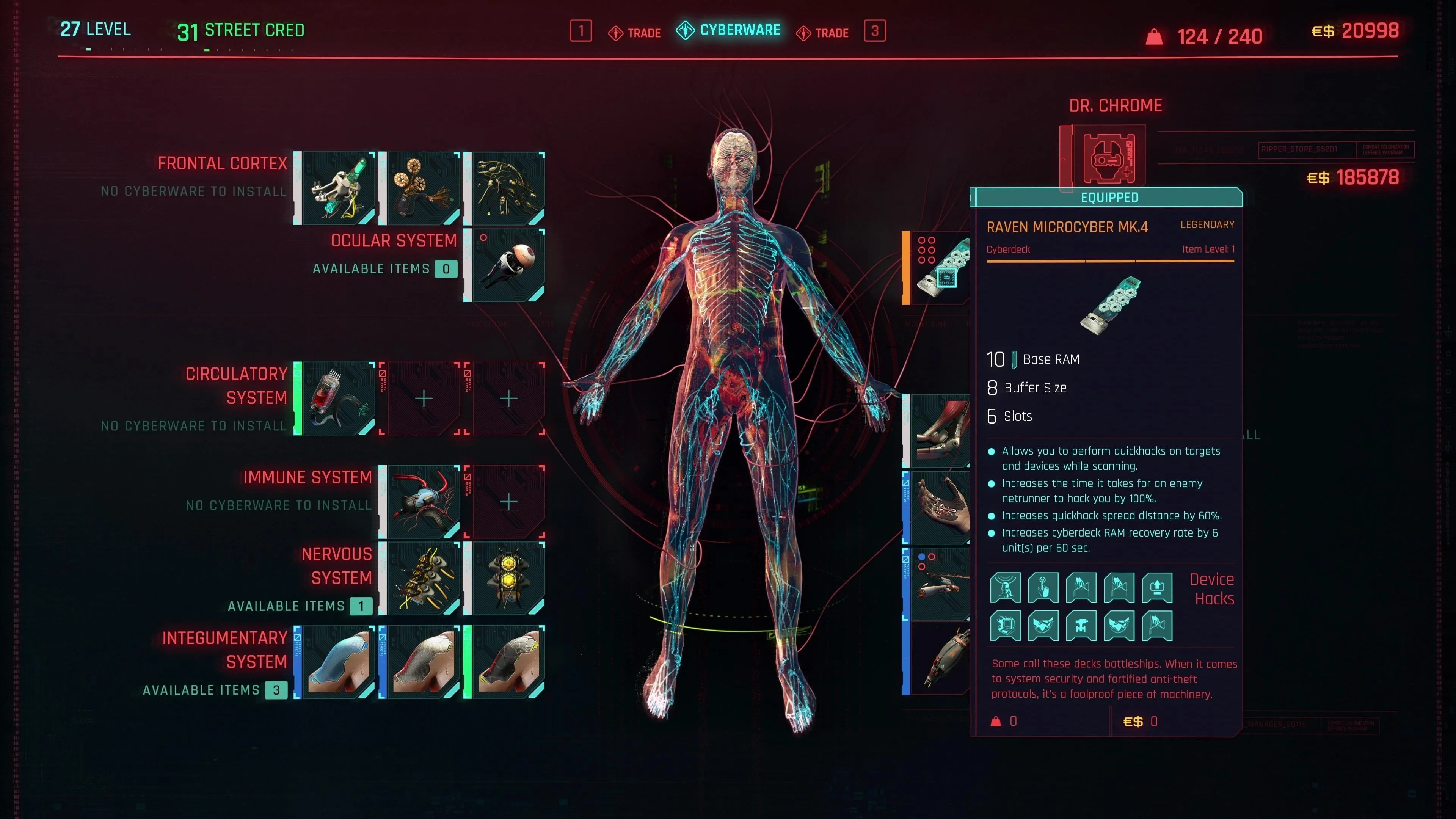 Cyberpunk 2077 Character Creation Cyberware