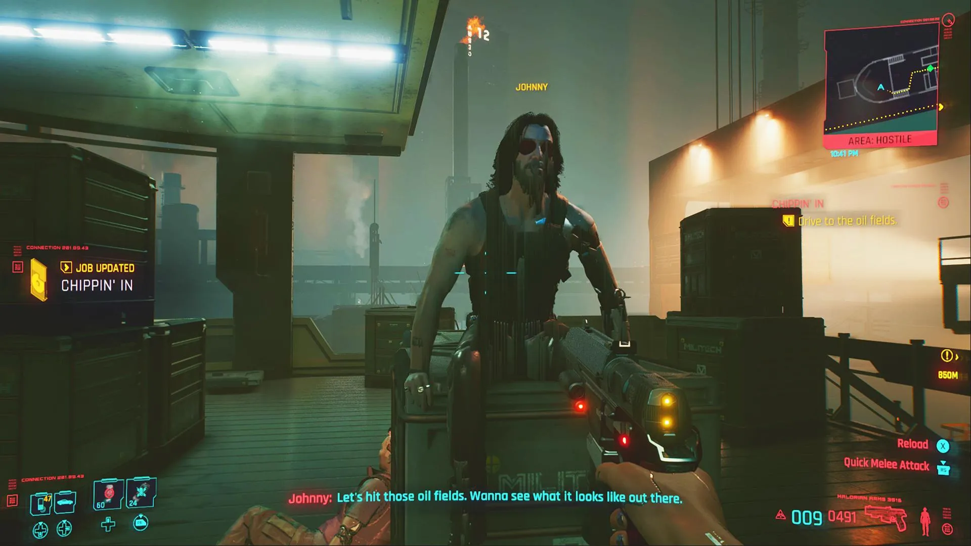 cyberpunk 2077 chippin in side job johnny oil fields request