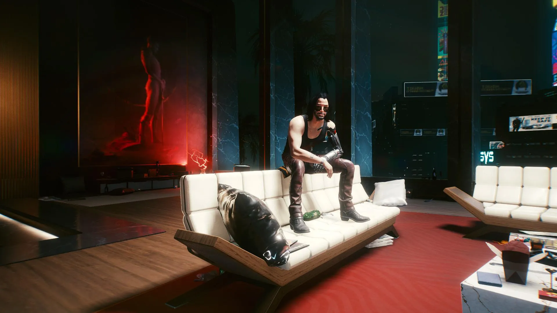 cyberpunk 2077 holdin on side job johnny on kerrys couch