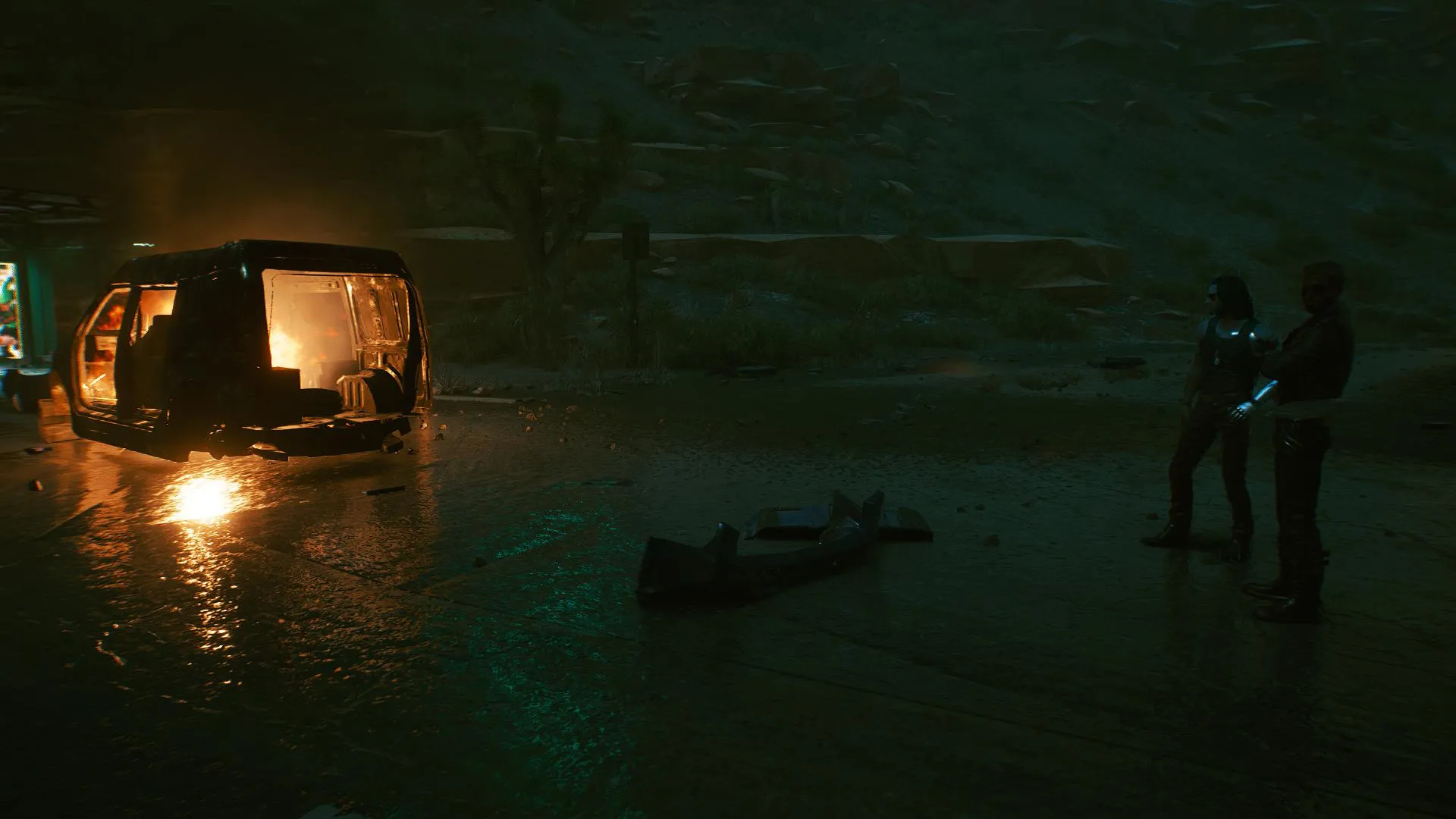 cyberpunk 2077 rebel! rebel! side job truck on fire