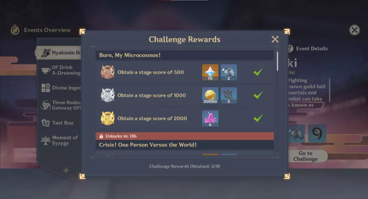 hyakunin ikki rewards
