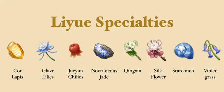 liyue specialties